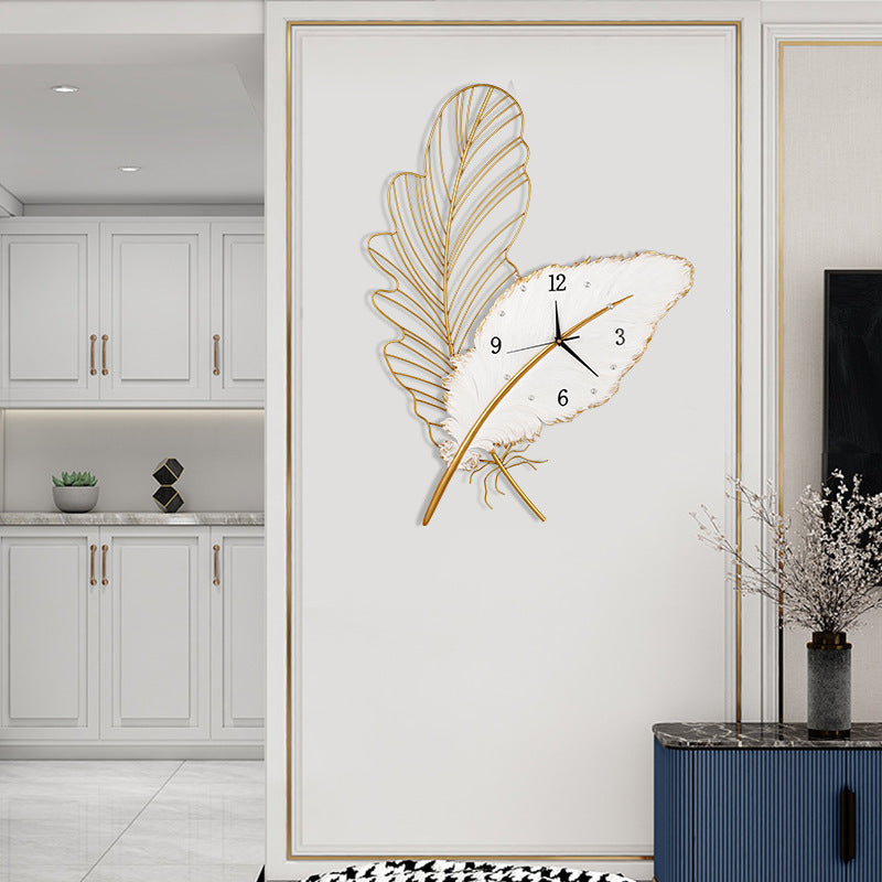 Gold Feather Wall Clock